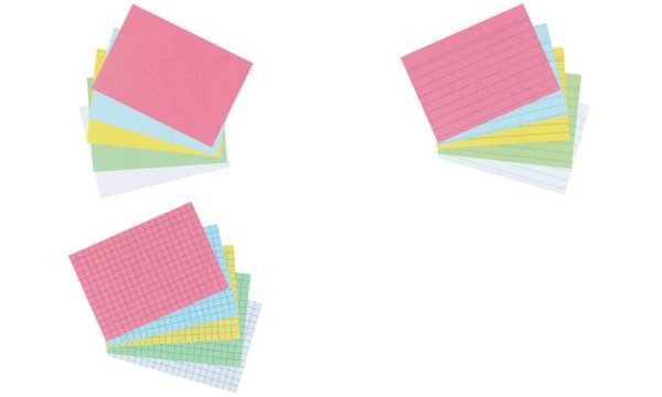 herlitz Karteikarten, DIN A7, linie rt, farbig sortiert (50019373)