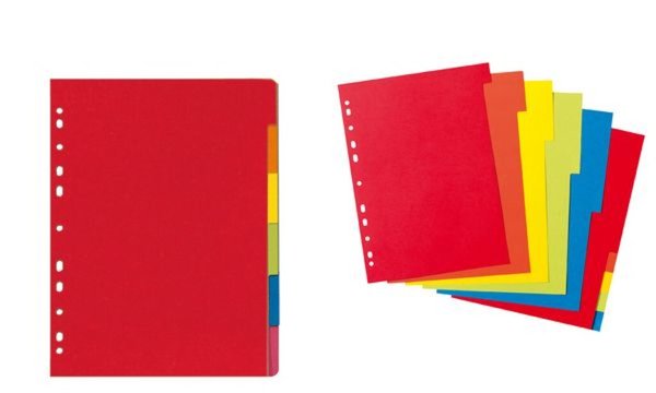 herlitz Karton-Register, blanko, DI N A4, farbig, 6-teilig (11078078)