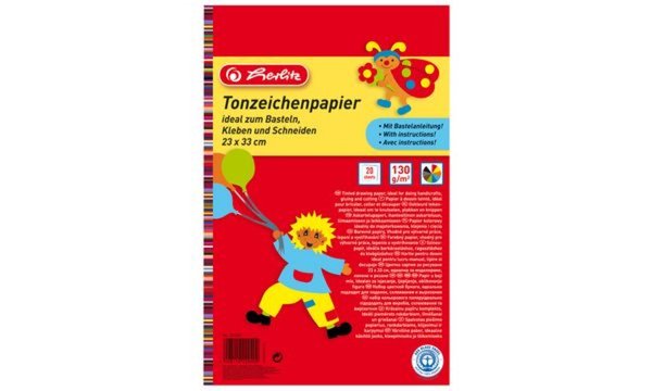 herlitz Tonpapierblock, 230 x 330 m m, Inhalt: 20 Blatt (229401)