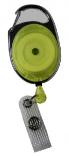 JOJO – Ausweishalter Ausweisclip Schlüsselanhänger ovale Form, Metallumrandung Druckknopfschlaufe, Farbe transparent gelb - 10 Stück