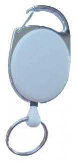 JOJO – Ausweishalter Ausweisclip Schlüsselanhänger ovale Form, Metallumrandung Schlüsselring, Farbe weiss - 100 Stück