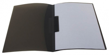 EXXO by HFP Klemmmappe / Präsentationsmappe / Klemmhefter, A4, aus PP, mit Swing-Clip, passend für 30 Blätter, Farbe: transparent schwarz – 1 Stück