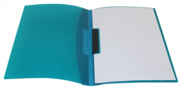 EXXO by HFP Klemmmappe / Präsentationsmappe / Klemmhefter, A4, aus PP, mit Swing-Clip, passend für 30 Blätter, Farbe: transparent türkis – 1 Stück