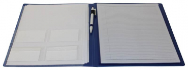 EXXO by HFP Konferenzmappe / Schreibmappe / Kongressmappe A4, aus PP, mit Einschubtaschen, Visitenkartentaschen, inkl. Schreibblock und Registertaschen, Farbe: blau - 1 Stück