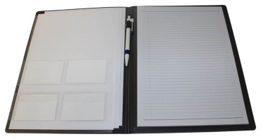 EXXO by HFP Konferenzmappe / Schreibmappe / Kongressmappe A4, aus PP, mit Einschubtaschen, Visitenkartentaschen, inkl. Schreibblock und Registertaschen, Farbe: schwarz - 1 Stück