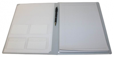 EXXO by HFP Konferenzmappe / Schreibmappe / Kongressmappe A4, aus PP, mit Einschubtaschen, Visitenkartentaschen, inkl. Schreibblock und Registertaschen, Farbe: weiss - 1 Stück