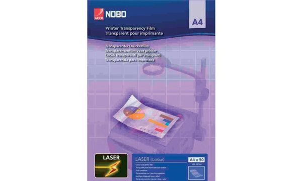 nobo Farb-Laserdrucker-Folie DIN A4 , glasklar, PP, 120 my (5530943)