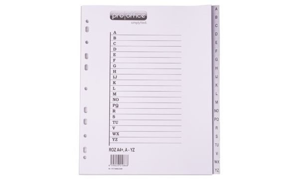 proOFFICE Kunststoff-Register, A-Z, A4, überbreit, 20-teilig (11174992