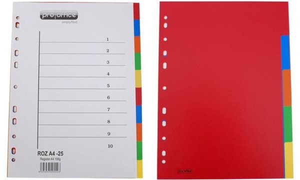 proOFFICE Kunststoff-Register, blan ko, A4, 10-teilig (10071322)