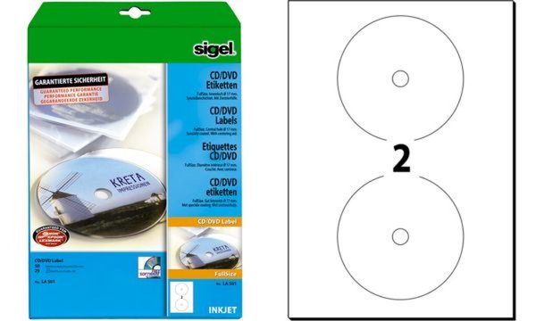 sigel CD/DVD-Etiketten, weiß, spezi albeschichtet, matt (8203086)