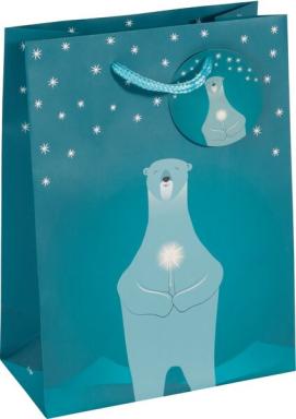 sigel Weihnachts-Geschenktüte "Polar bear with candle",klein