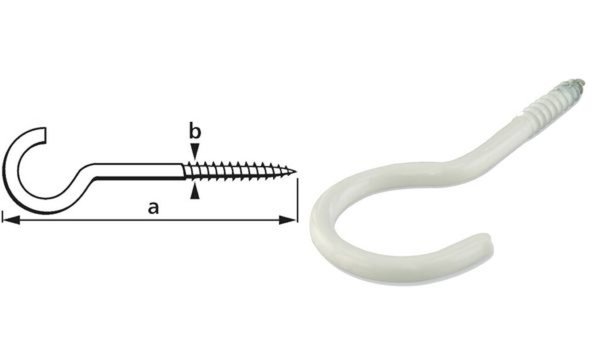 suki. Schraubhaken, gebogen, 40 x 3 ,0 mm, weiß, 18 Stück (11660246)