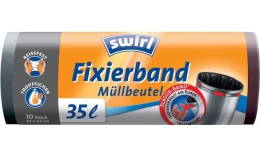 swirl Mülleimerbeutel, mit Fixierba nd, schwarz, 60 Liter (9509627)