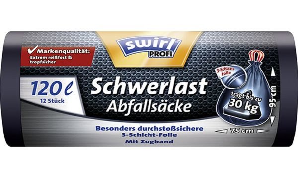 swirl Profi Schwerlast-Abfallsack, schwarz, 120 Liter (9509637)