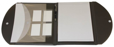 EXXO by HFP Tagungsmappe / Schreibmappe / Kongressmappe A4, aus PP, mit Einschubtaschen, Visitenkartentaschen, inkl. Schreibblock, Klappe mit Klettverschluss, Farbe: transparent schwarz - 1 Stück