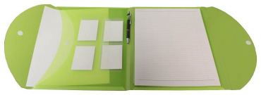 EXXO by HFP Tagungsmappe / Schreibmappe / Kongressmappe A4, aus PP, mit Einschubtaschen, Visitenkartentaschen, inkl. Schreibblock, Klappe mit Klettverschluss, Farbe: transparent limone - 1 Stück