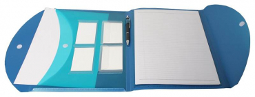 EXXO by HFP Tagungsmappe / Schreibmappe / Kongressmappe A4, aus PP, mit Einschubtaschen, Visitenkartentaschen, inkl. Schreibblock, Klappe mit Klettverschluss, Farbe: transparent türkis - 1 Stück