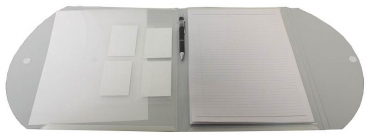 EXXO by HFP Tagungsmappe / Schreibmappe / Kongressmappe A4, aus PP, mit Einschubtaschen, Visitenkartentaschen, inkl. Schreibblock, Klappe mit Klettverschluss, Farbe: transparent weiss - 1 Stück