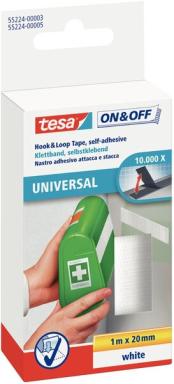 tesa Klettband zum Aufkleben Abmessung: 20mm x 1m, weiß