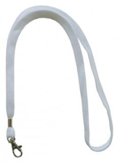 Umhängeband / Lanyards Schlüsselanhänger aus weichem Polyester mit drehbaren Karabinerhaken, Farbe: weiss - 100 Bänder