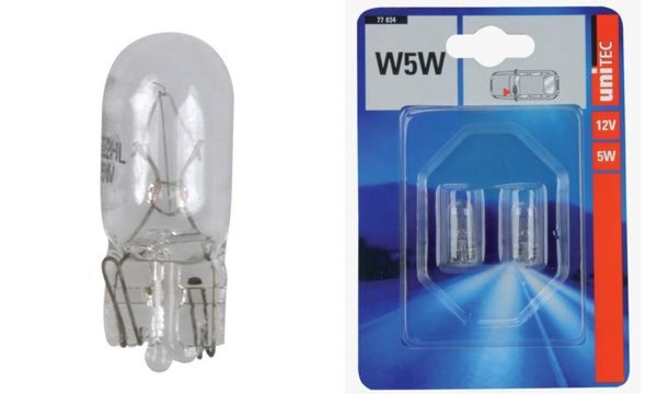 uniTEC KFZ-Glassockellampe, 12 Volt , 5 Watt, Inhalt: 2 Stück (11580050